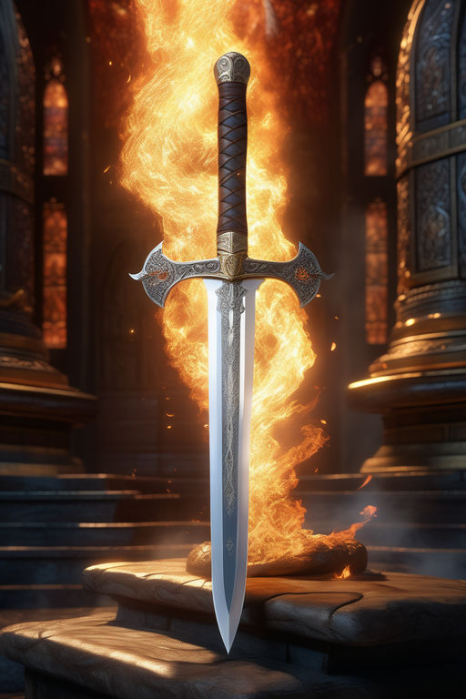 Flaming White Jagged Dragon Sword