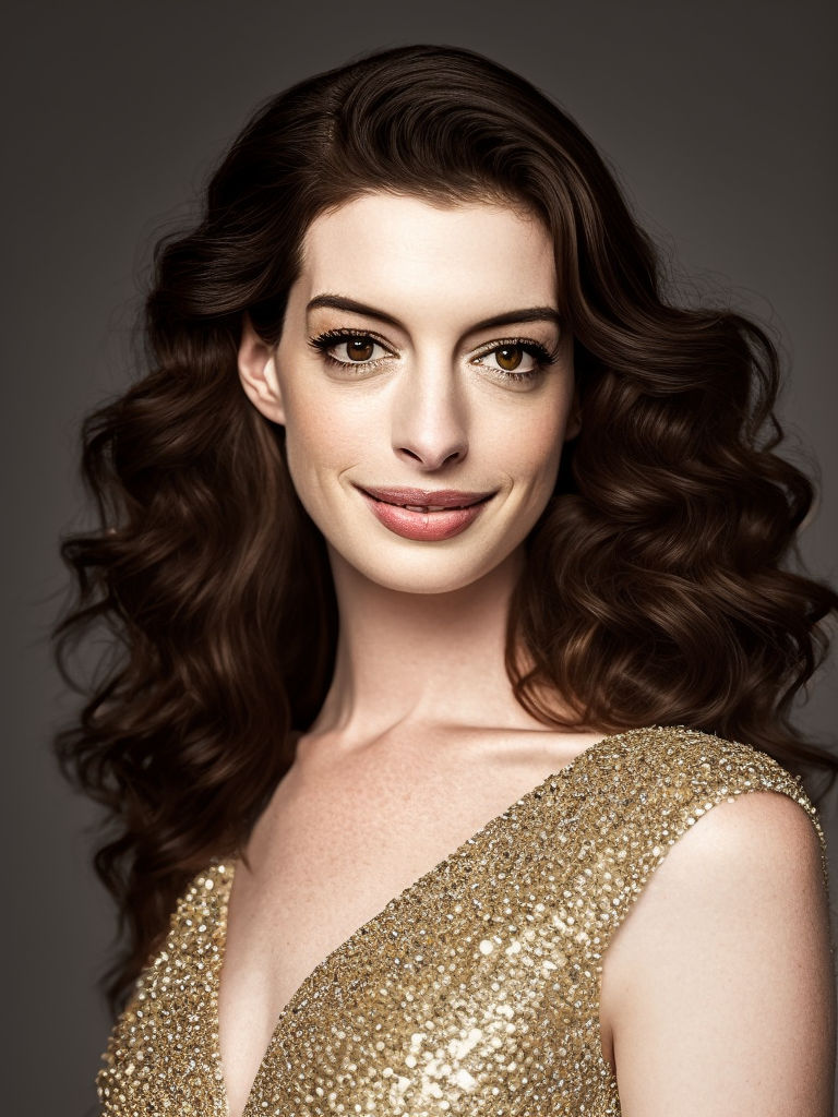 anne hathaway long curly hair