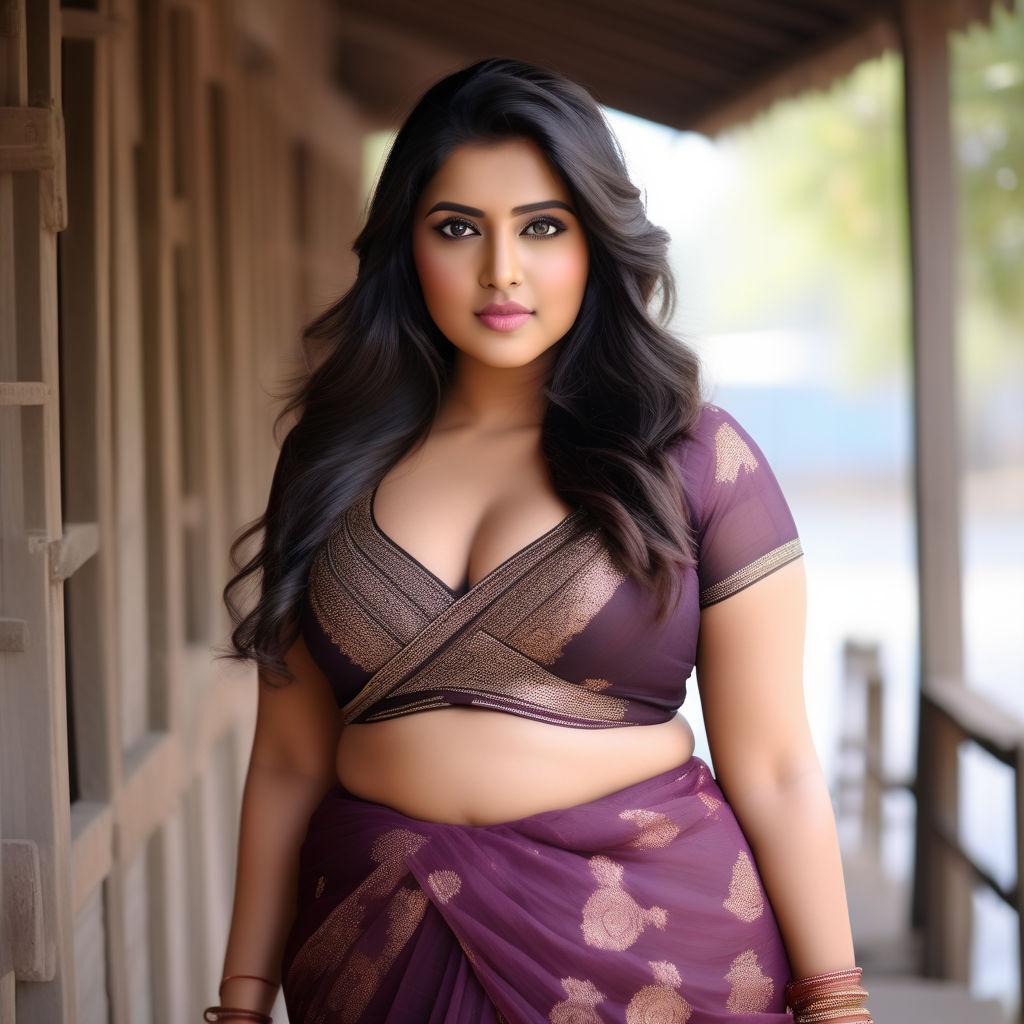 Big boobs chubby fit girl in saree With lusty face thick fat hair -  Playground