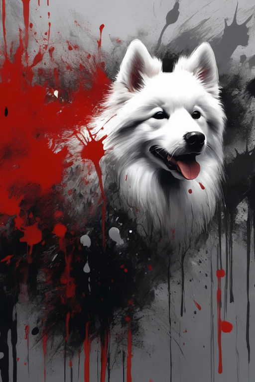 anime white wolf with red eyes