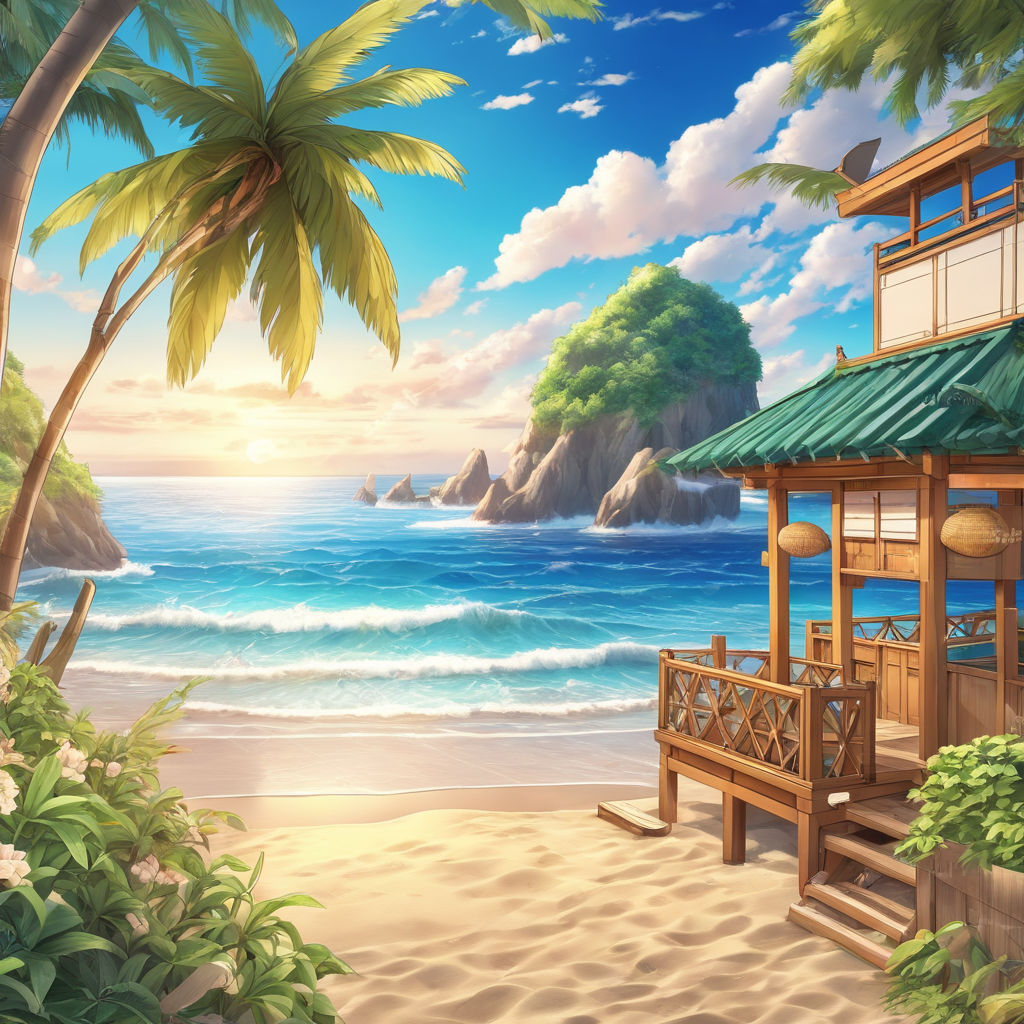 Download Anime Beach Background | Wallpapers.com