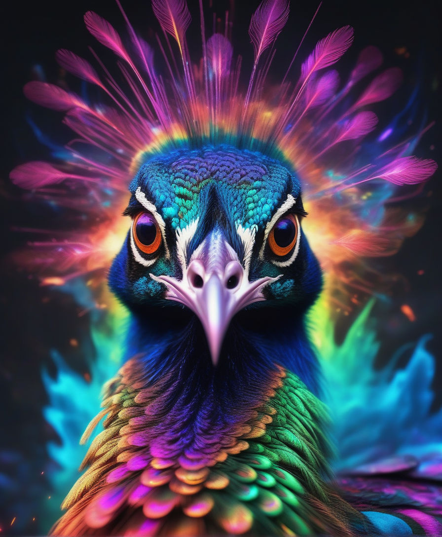 KREA - portrait from an anime of an ethereal colorful gold blue starry  peacock fox character accented in bright metallic gold, wearing star filled  magic imbued mage robes, art by yuji ikehata,