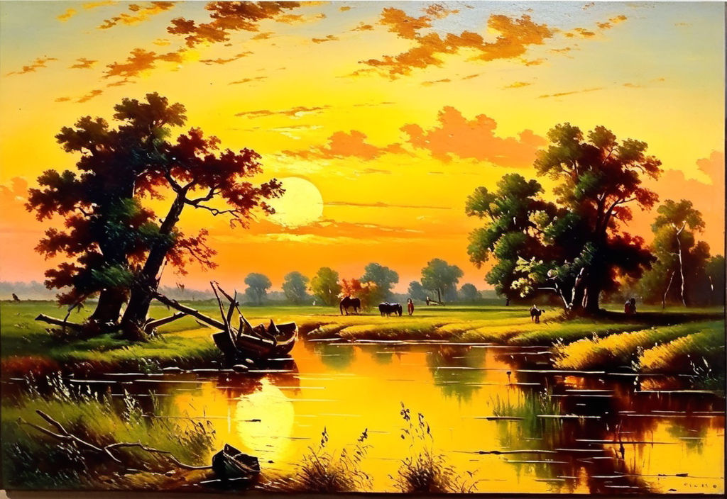 simple sunset oil paintings