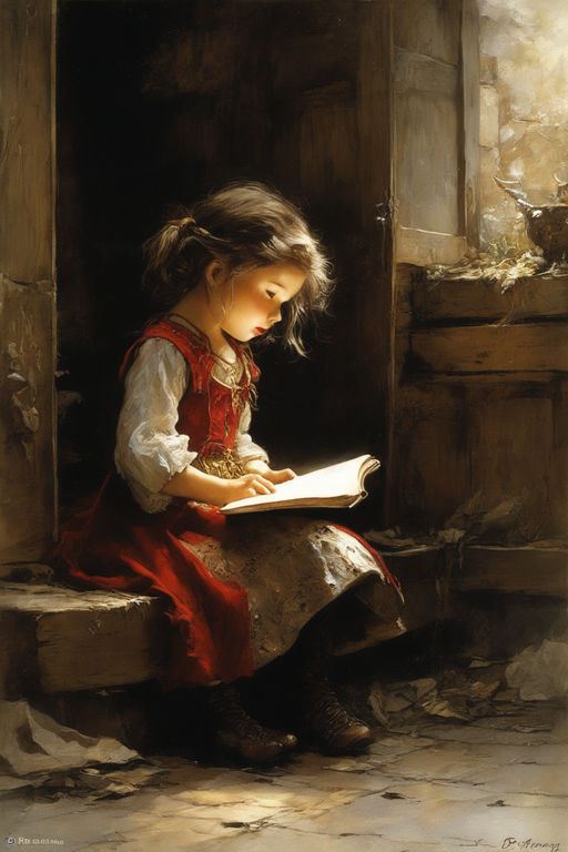 girl reading painting