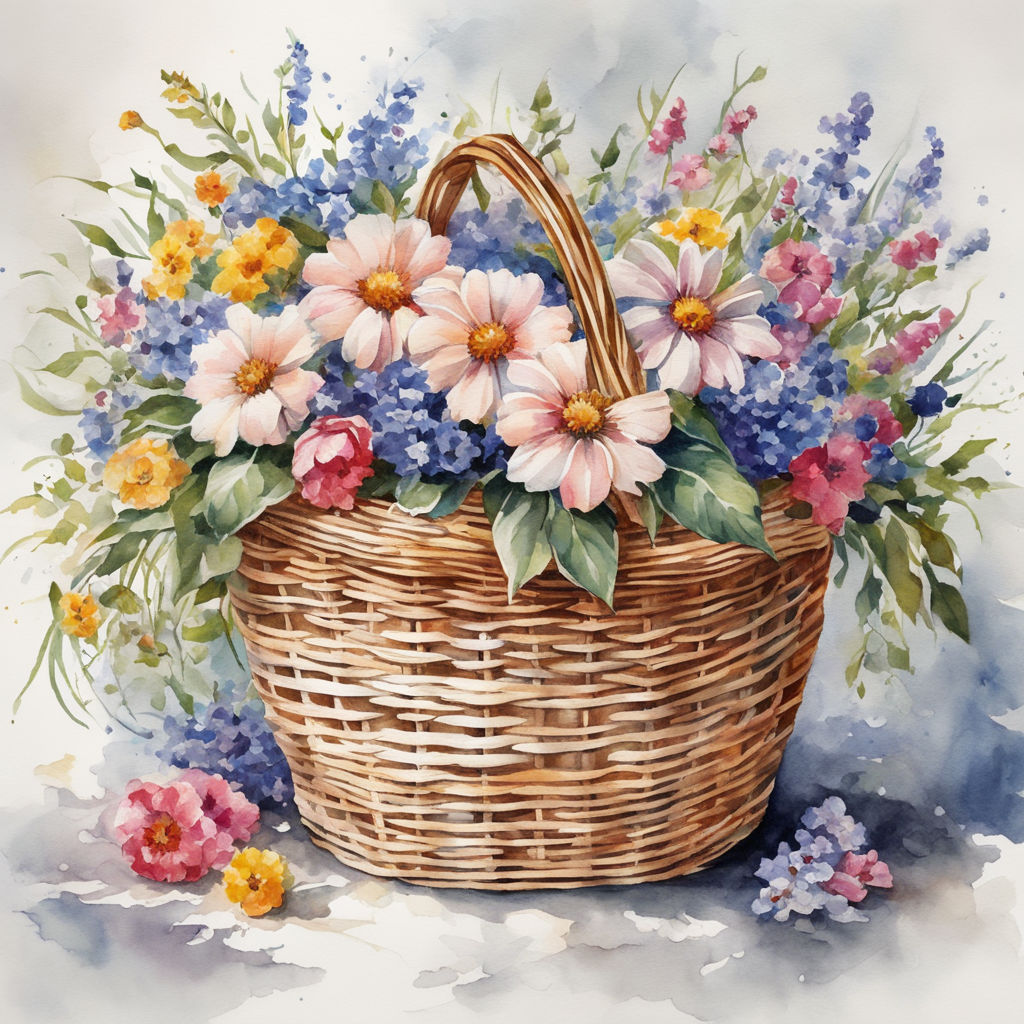 flower basket painting