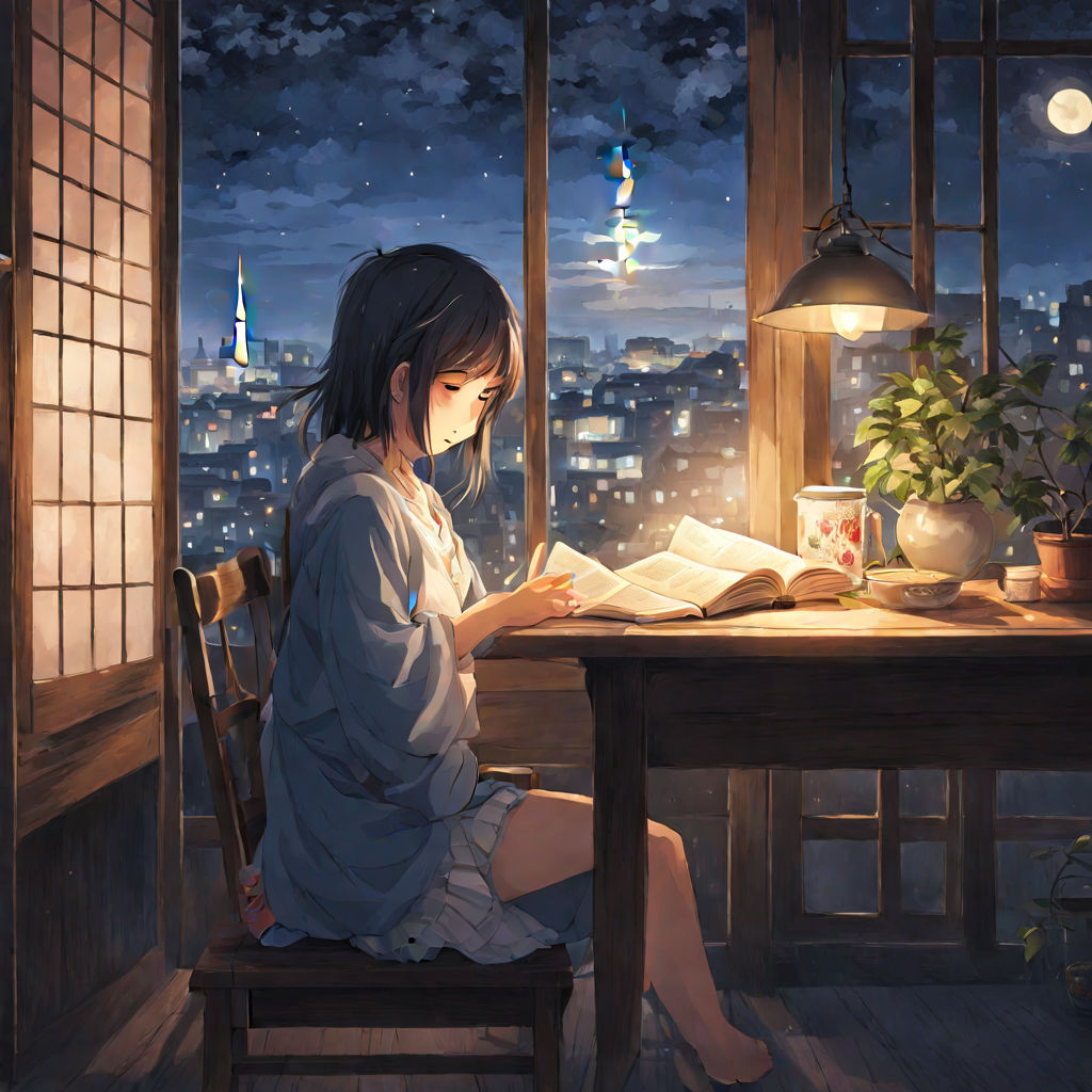 Cute Anime Girl with Short Dark Hair Doing Homework Sitting at the Table by  the Window Stock Illustration - Illustration of beautiful, lessons:  283457495