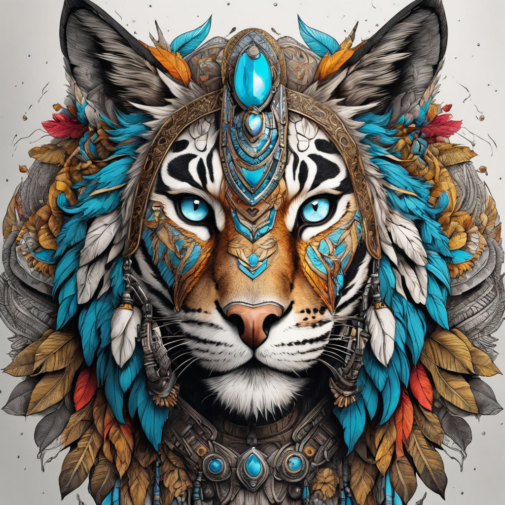  Tiger Fire Tom Wood Fantasy Art Flame Tiger Art Print