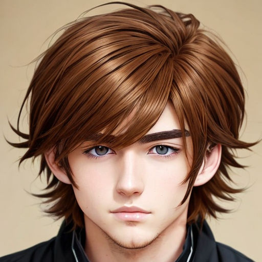 anime guy with brown hair and brown eyes