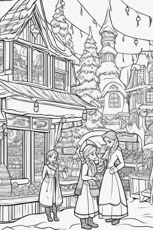 Christmas Market Coloring Page