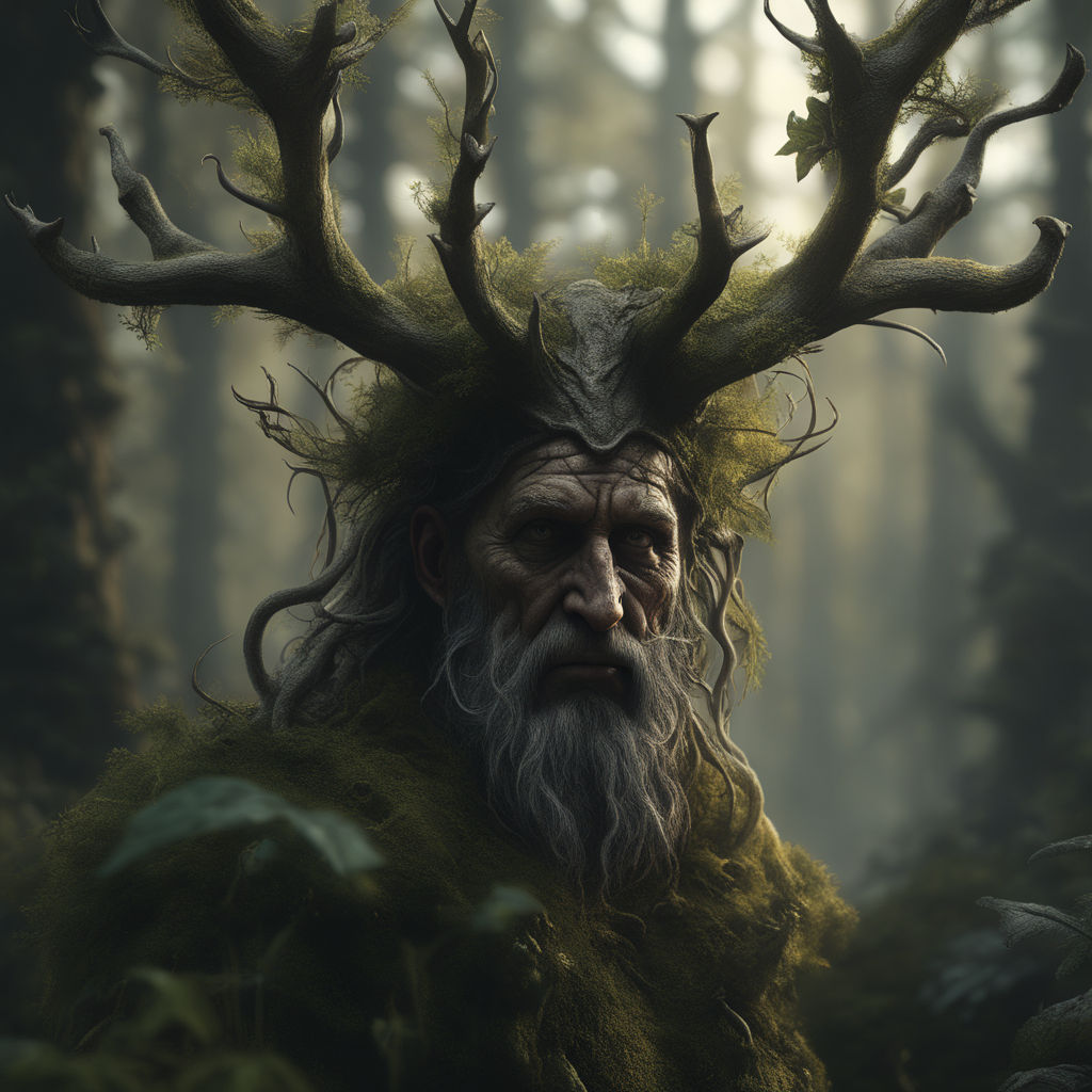 Forest Druid with antlers and dilated pupils - Playground