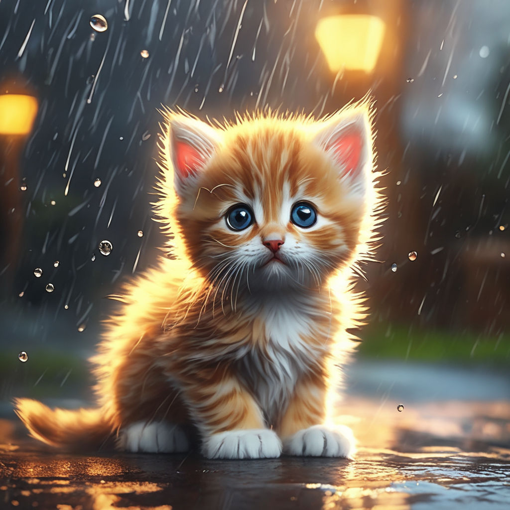 cute sad cat with tears