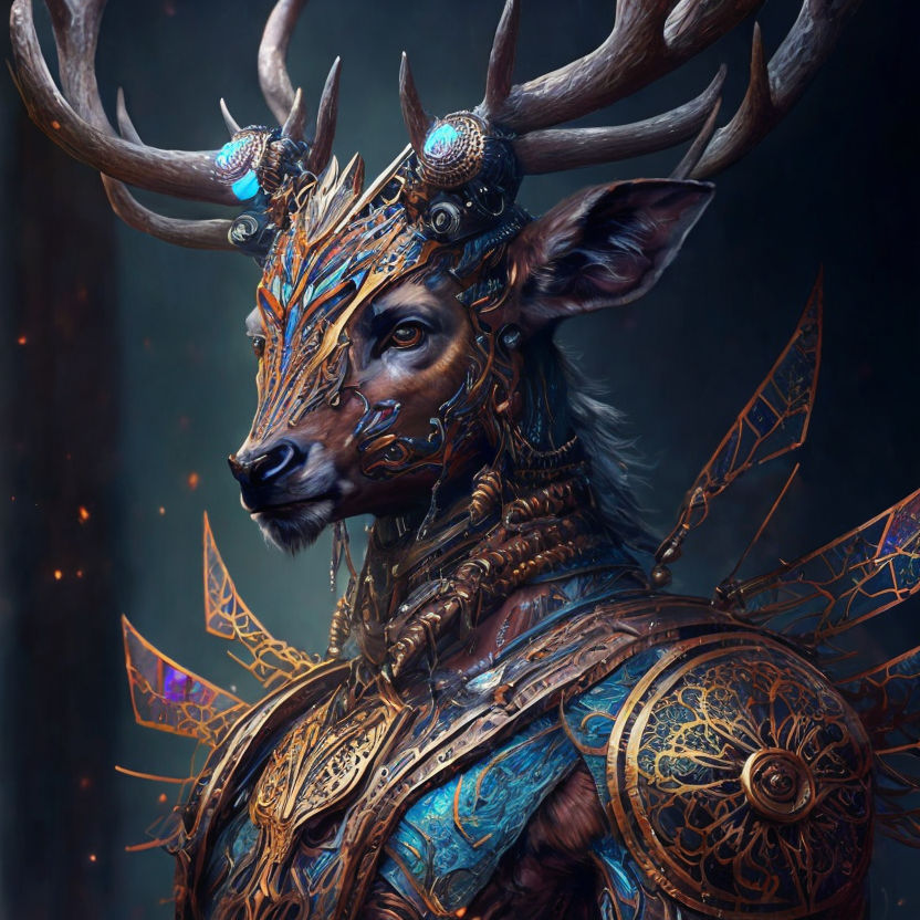 Fantasy Deer with Beautiful Antlers