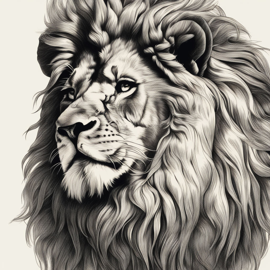 Sketch by pen of a lion head on background Vector Image