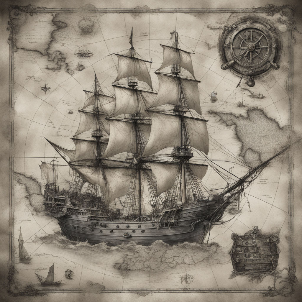 pirate ship pencil drawing