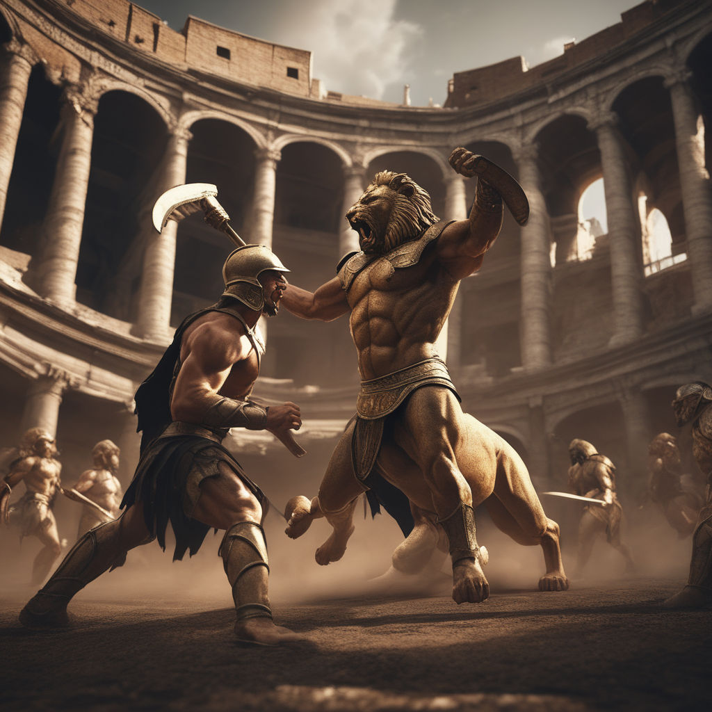 roman gladiators fighting in the colosseum