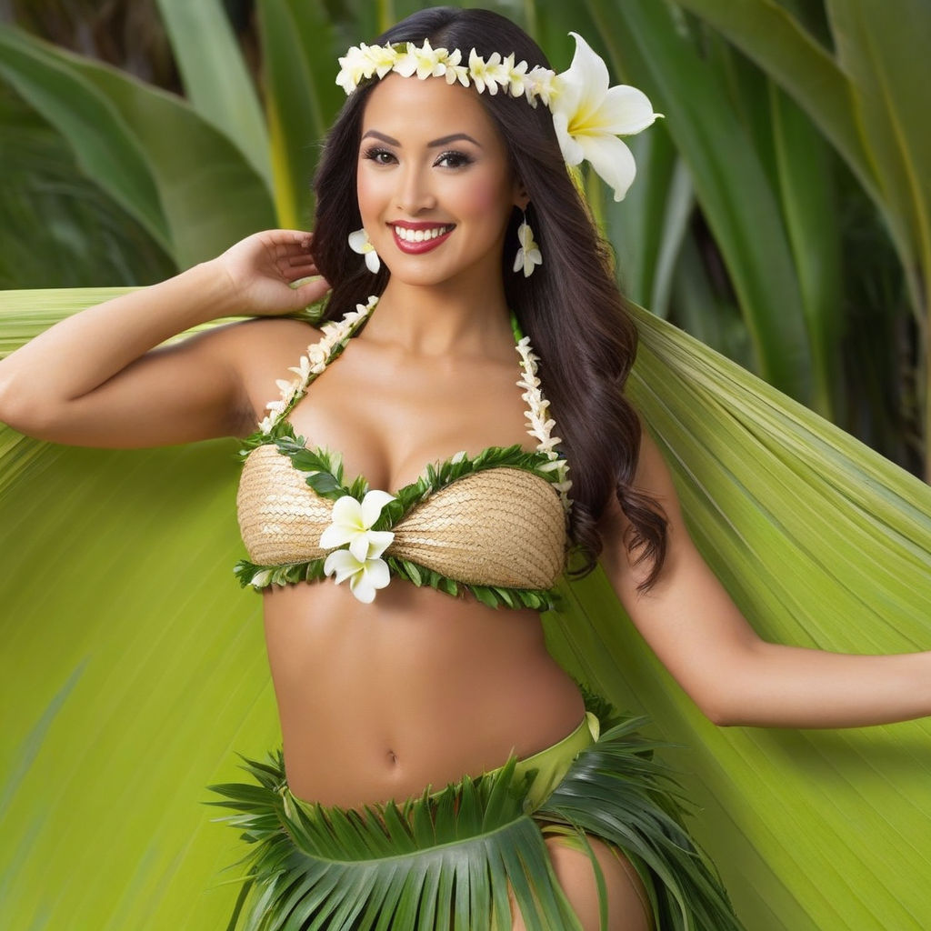 grass skirts and she is wearing a grass skirt and bikini top - Playground