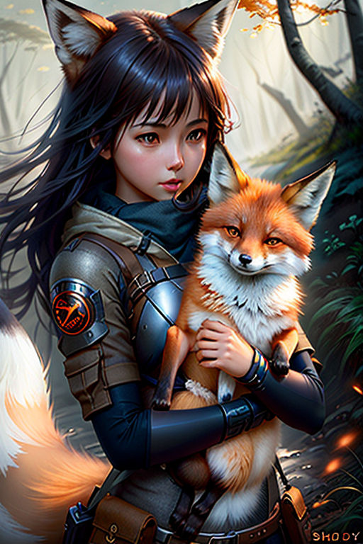 Lexica  Anime Japanese ninetailed fox art