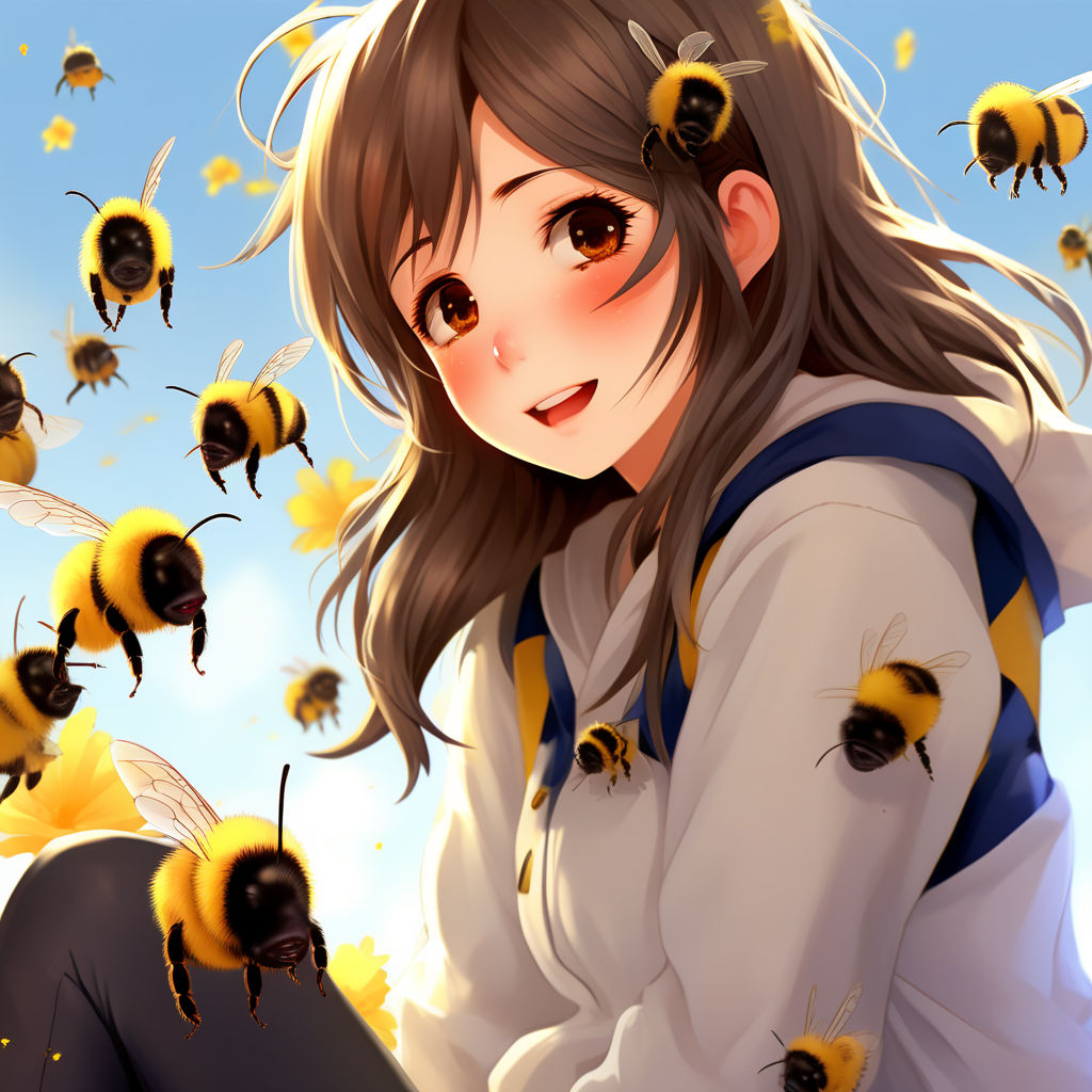 Anime girl in bee costume on Craiyon
