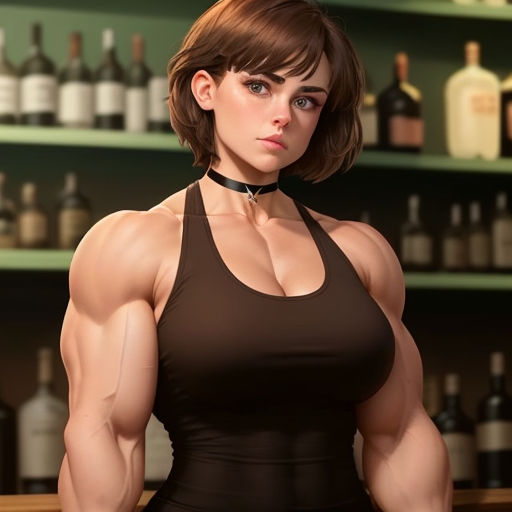 6-pack, abs, biceps, big boobs, muscles, muscular, anime girls