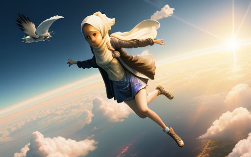 girl flying in the sky