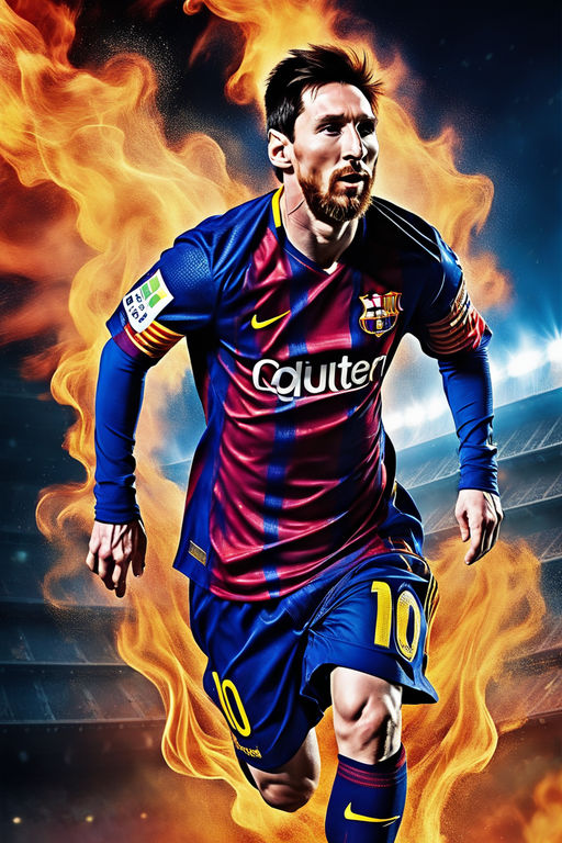 Download Lionel Messi brings the heat as he unleashes a fiery orange flame!  Wallpaper