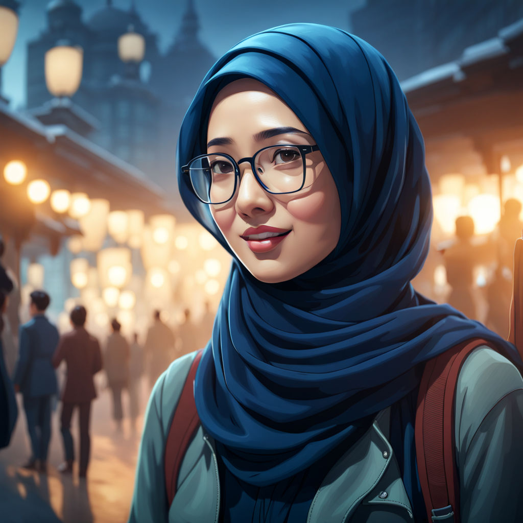 An anime-girl wearing a hijab with no hair, radiating sweetness