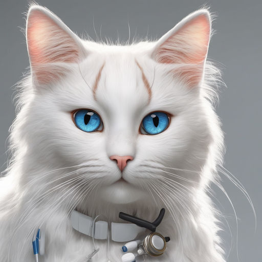 A little white cat wearing a white coat illustration 2162274