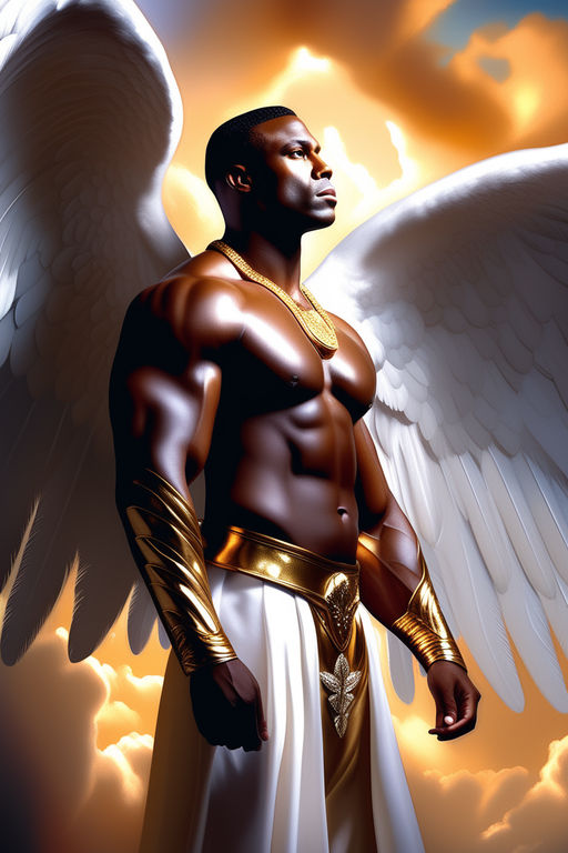 black male angels with wings