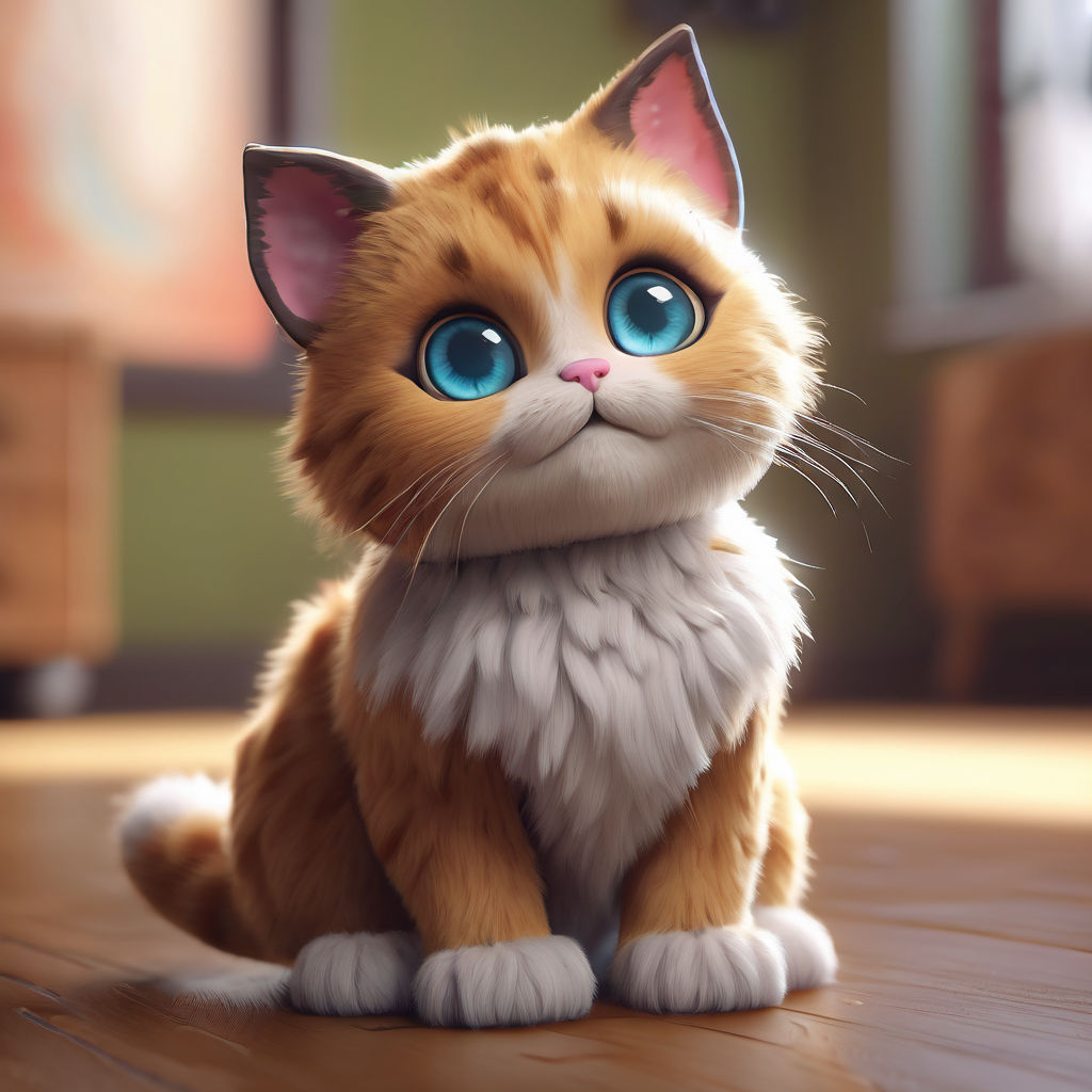 Cute Anime Cat  Photorealistic 3D Vector Art