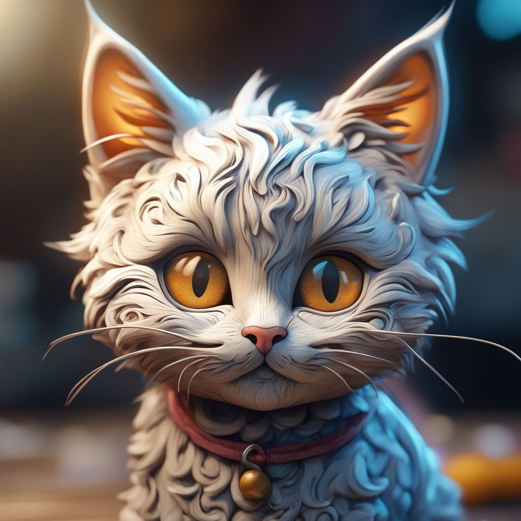 3D fluffy hair cat in Moon - Playground