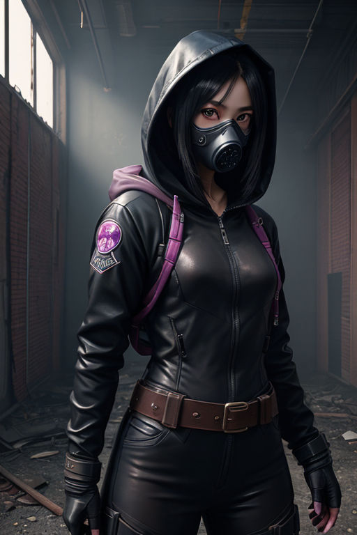 Mysterious purple a hooded zip-up