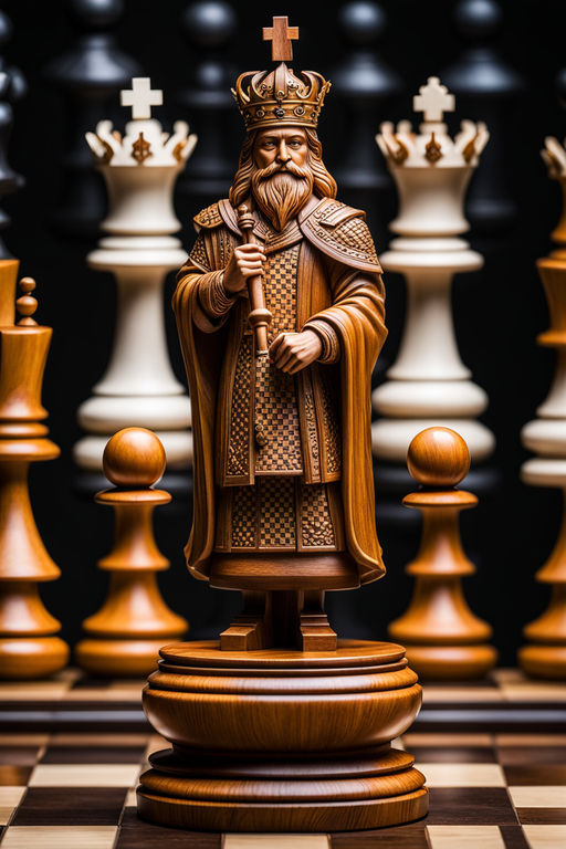 King chess piece standing on a chess board, Generative AI Stock  Illustration