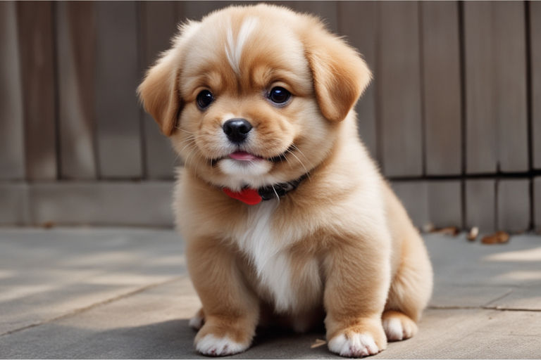 chubby baby and dog