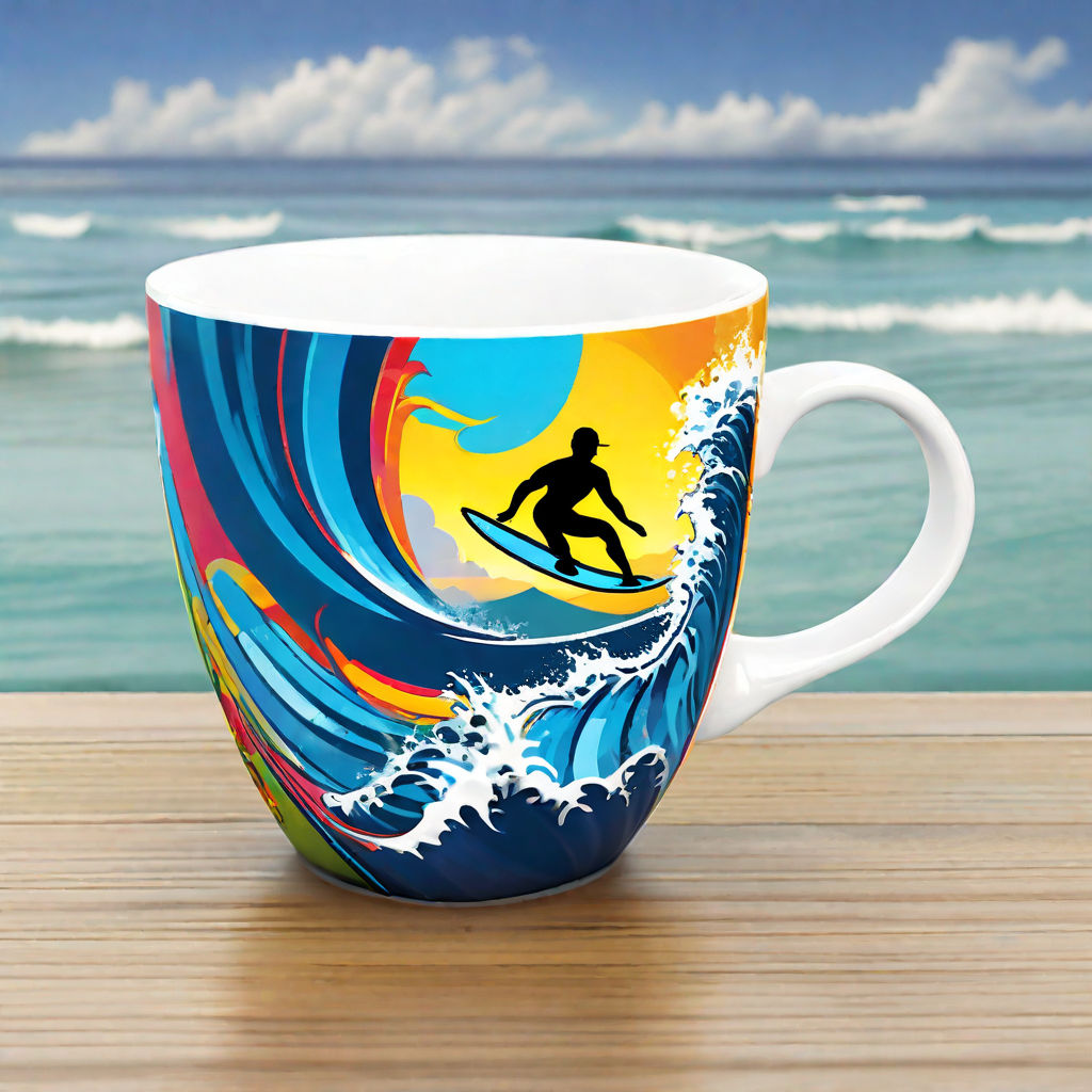 Surfing The Waves Travel Mug by zeynepozbey