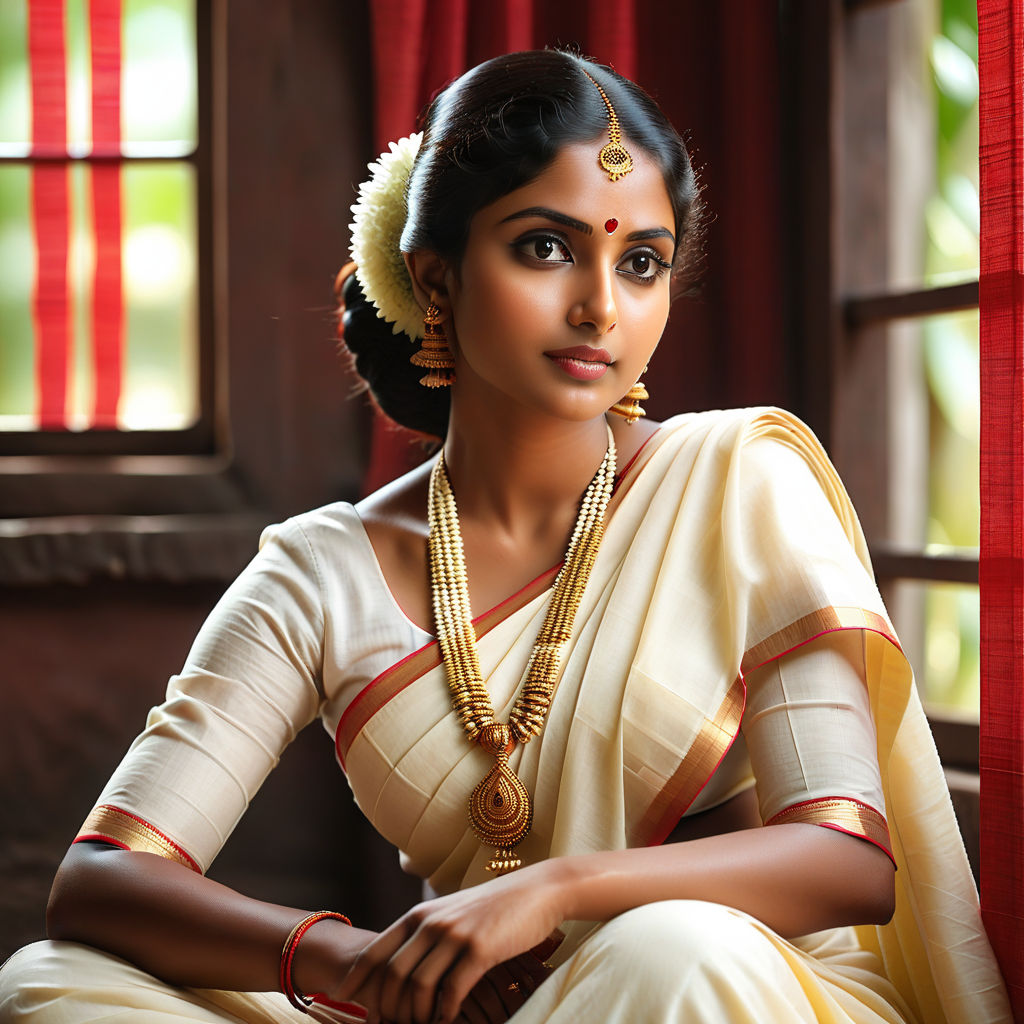 Kerala Woman Traditional Set Saree Photos, Images and Pictures