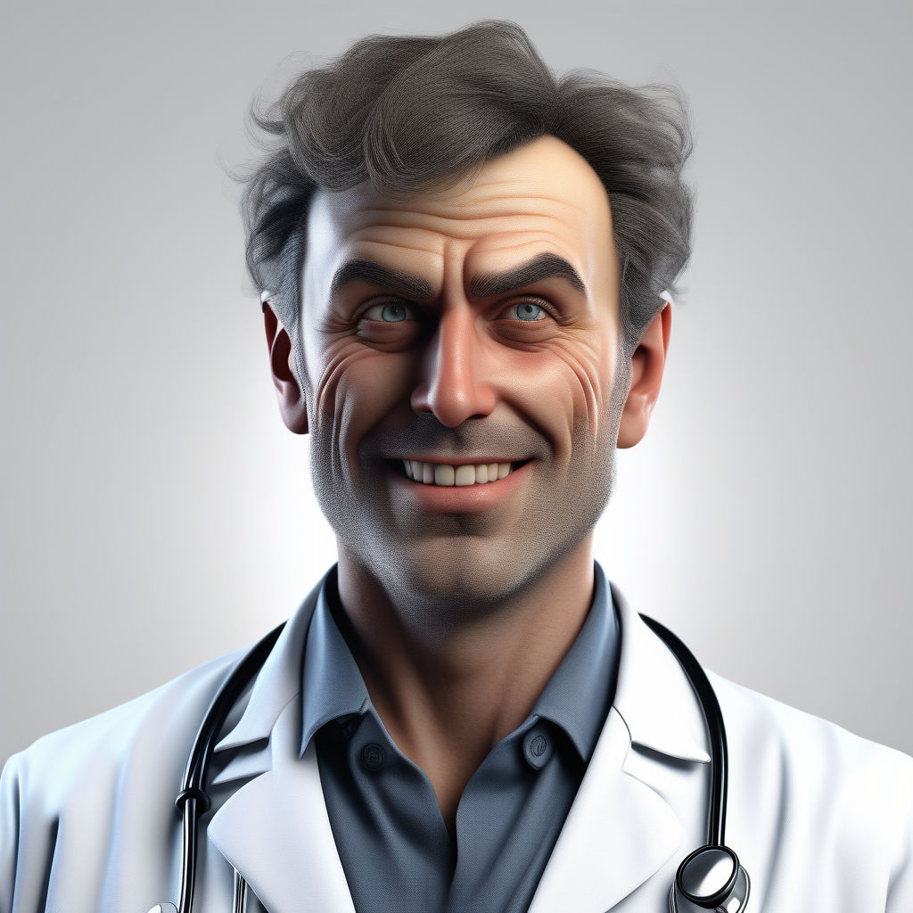 Prompt: A doctor with half normal happy face and half bad guy face. white background , perfect composition, beautiful detailed intricate insanely detailed octane render trending on artstation, 8 k artistic photography, photorealistic concept art, soft natural volumetric cinematic perfect light, chiaroscuro, award - winning photograph, masterpiece, oil on canvas, raphael, caravaggio, greg rutkowski, beeple, beksinski, giger