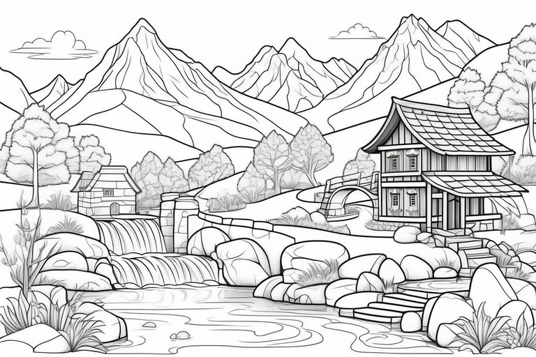 Peaceful Landscapes Adult Stress Relief Coloring Book Mountains