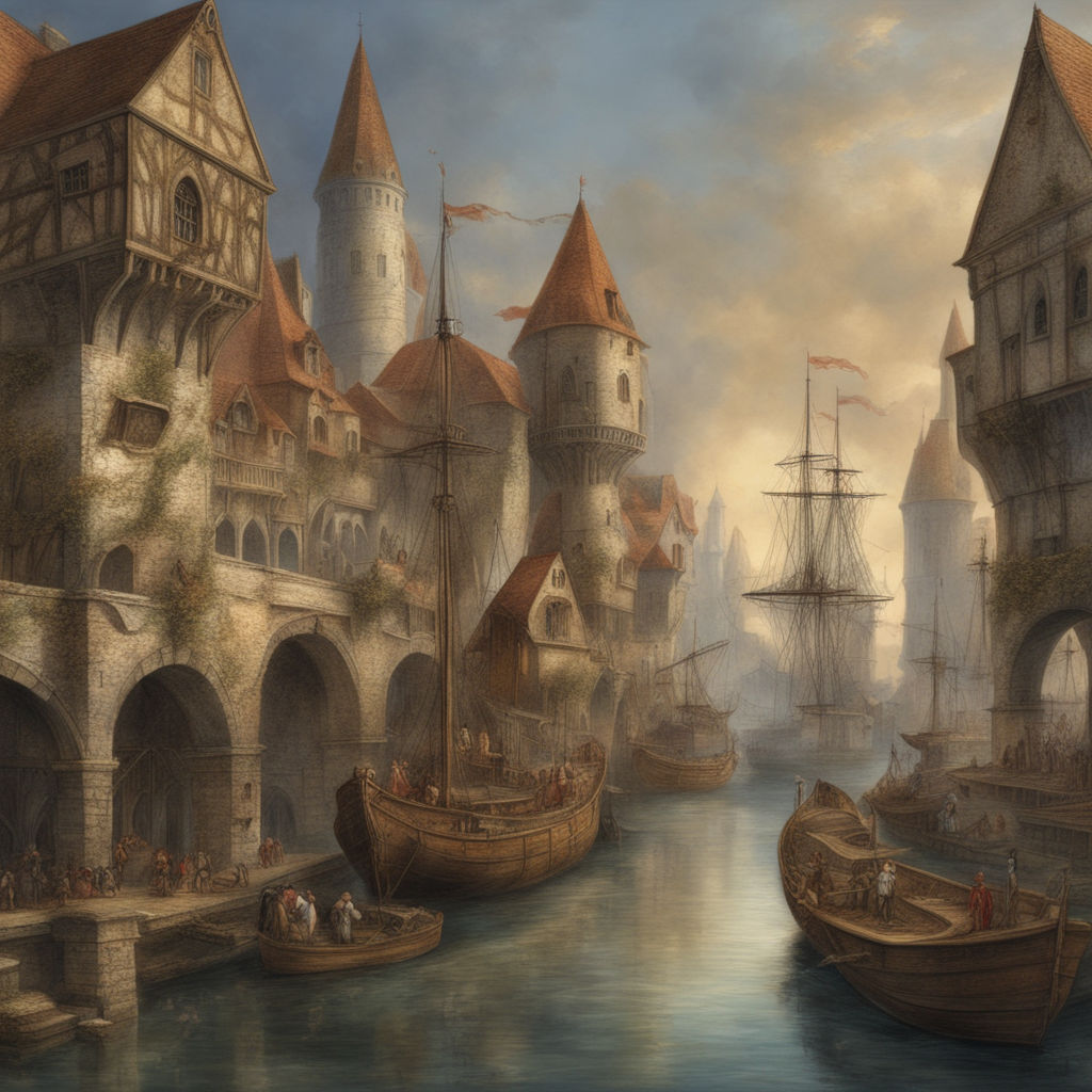 fantasy medieval port city