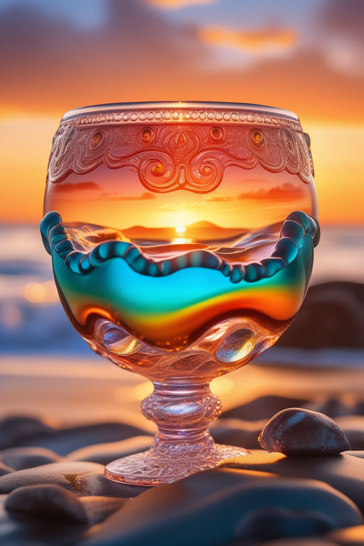 Diamond Painting - Sunset in the glas at the Sea 