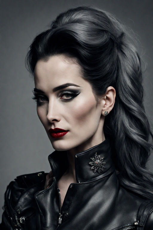 Image of a gothic punk vampire with beehive hairstyle and leather