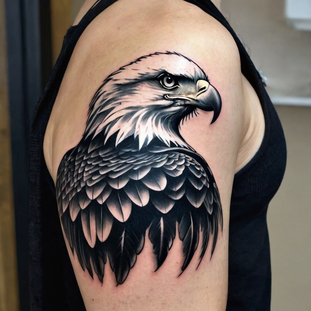 Traditional Eagle Shoulder Tattoo Idea