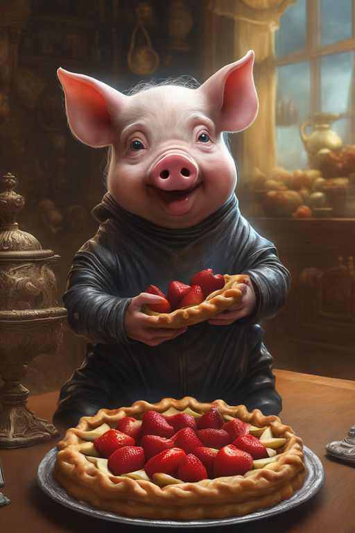 baby pig eating cake