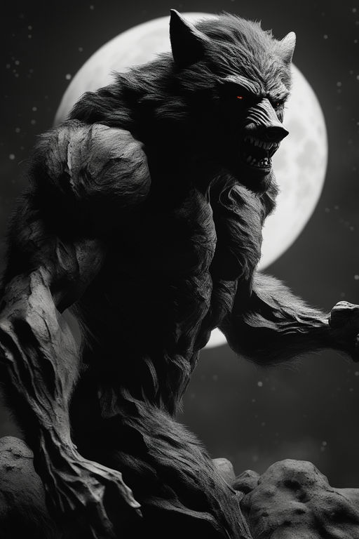 Werewolf By Night Full Moon Poster Black N White by AkiTheFull on