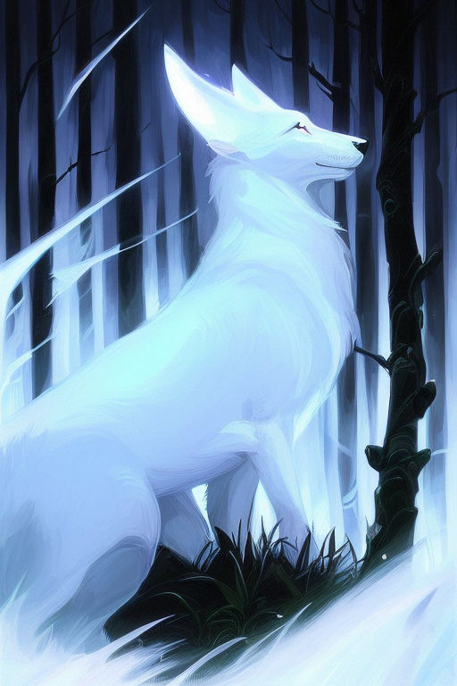 realistic white wolf with wings