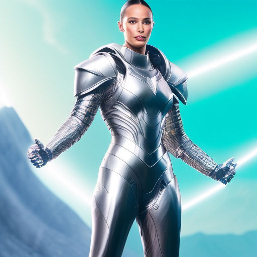 Free Photos - A Woman Wearing A Skin-tight Suit Of Armor, Which Is Adorned  With A Visually Appealing Silver And Blue Design. She Appears To Be A  Warrior Or A Character From