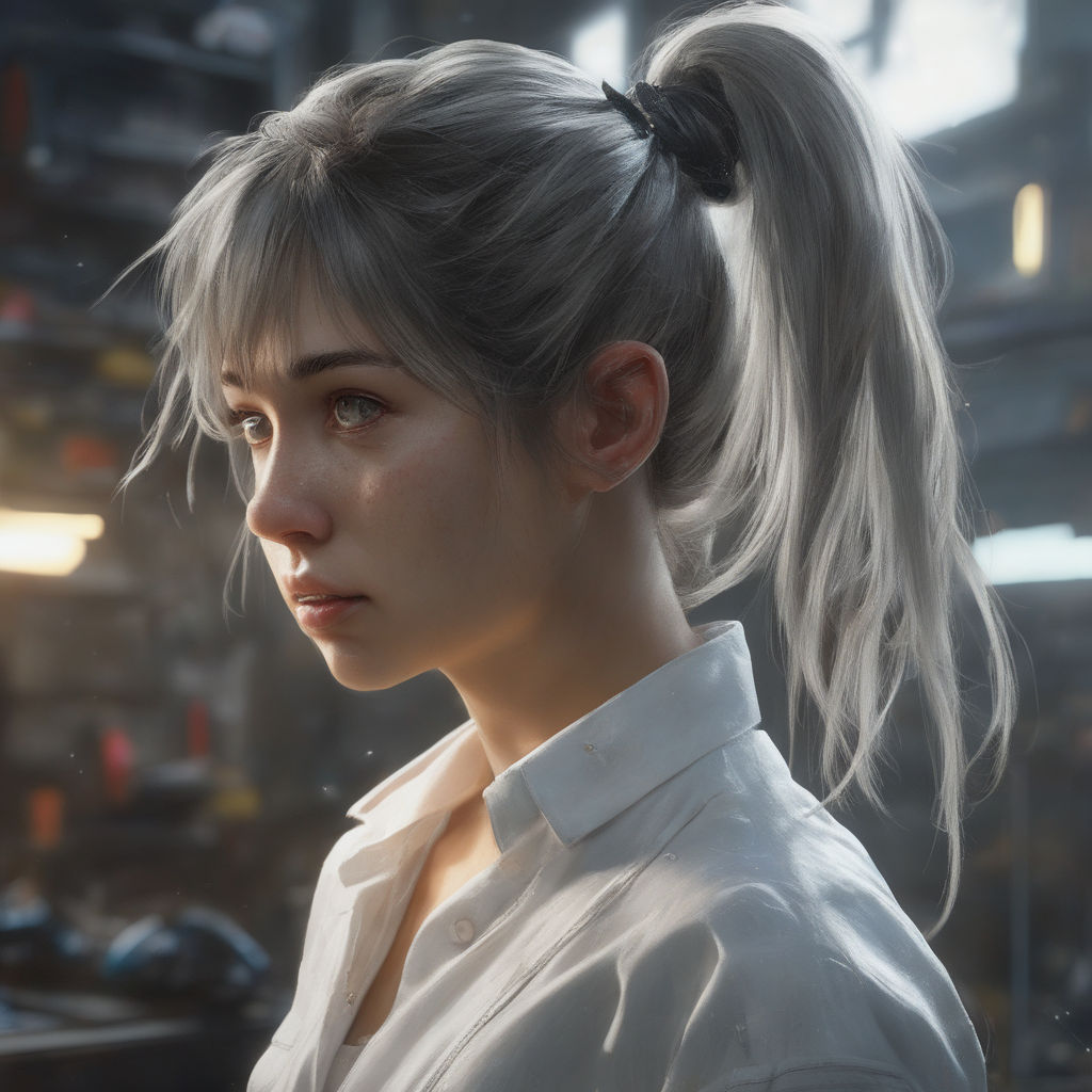 Masterpiece, 2d anime character, beautiful girl, grey hair