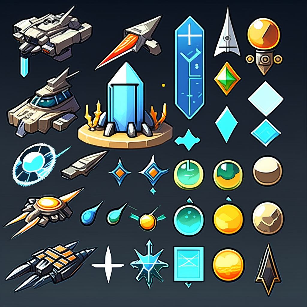 Ufo spaceship pixel art icon set. Cute spacecraft logo for game. Design for  sticker, mobile app and embroidery. Game assets 8-bit sprite. 8-bit.  Isolated vector illustration. Stock Vector