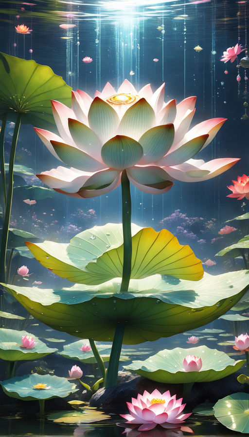 ▷ A Lotus Flower just Rose From Under Water by Zhize Lv, 2022, Painting