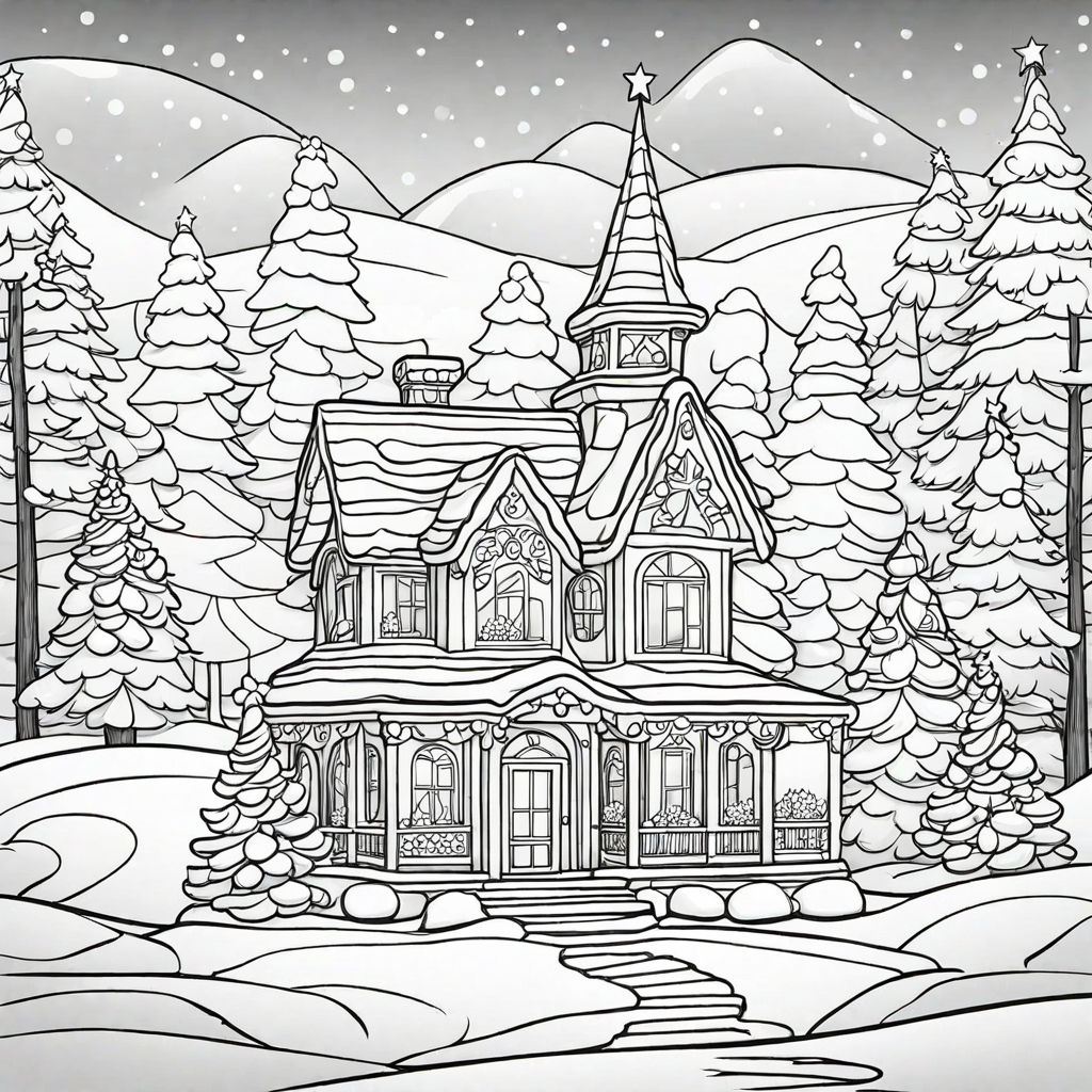 Adult coloring bookpage a cute winter landscape Vector Image