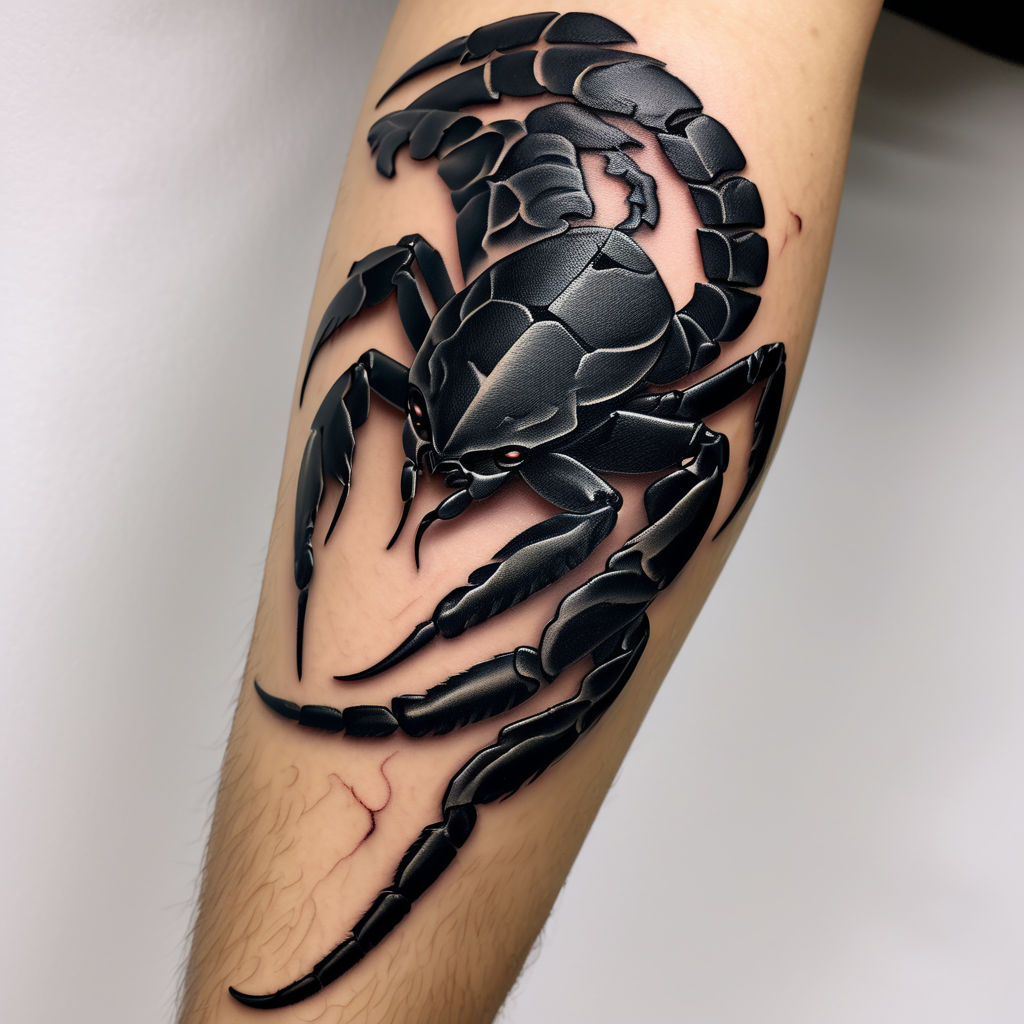 Create a tattoo arm sleeve with an Arizona landscape and a scorpion in  black and white
